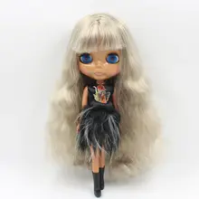 ICY Nude Blyth Doll Serires No. 280BL3167 Серебряные длинные волосы с челкой шоколадная кожа BJD