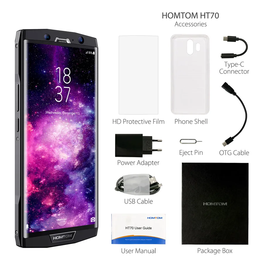 HOMTOM HT70 18:9 дисплей 4G LTE мобильный телефон MT6750T Восьмиядерный 6 0 &quotHD 1440x720 16.0MP 4 Гб ram 64