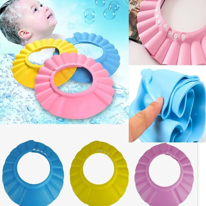 Soft Adjustable Baby Shower Cap Children Shampoo Bath Wash Hair Shield