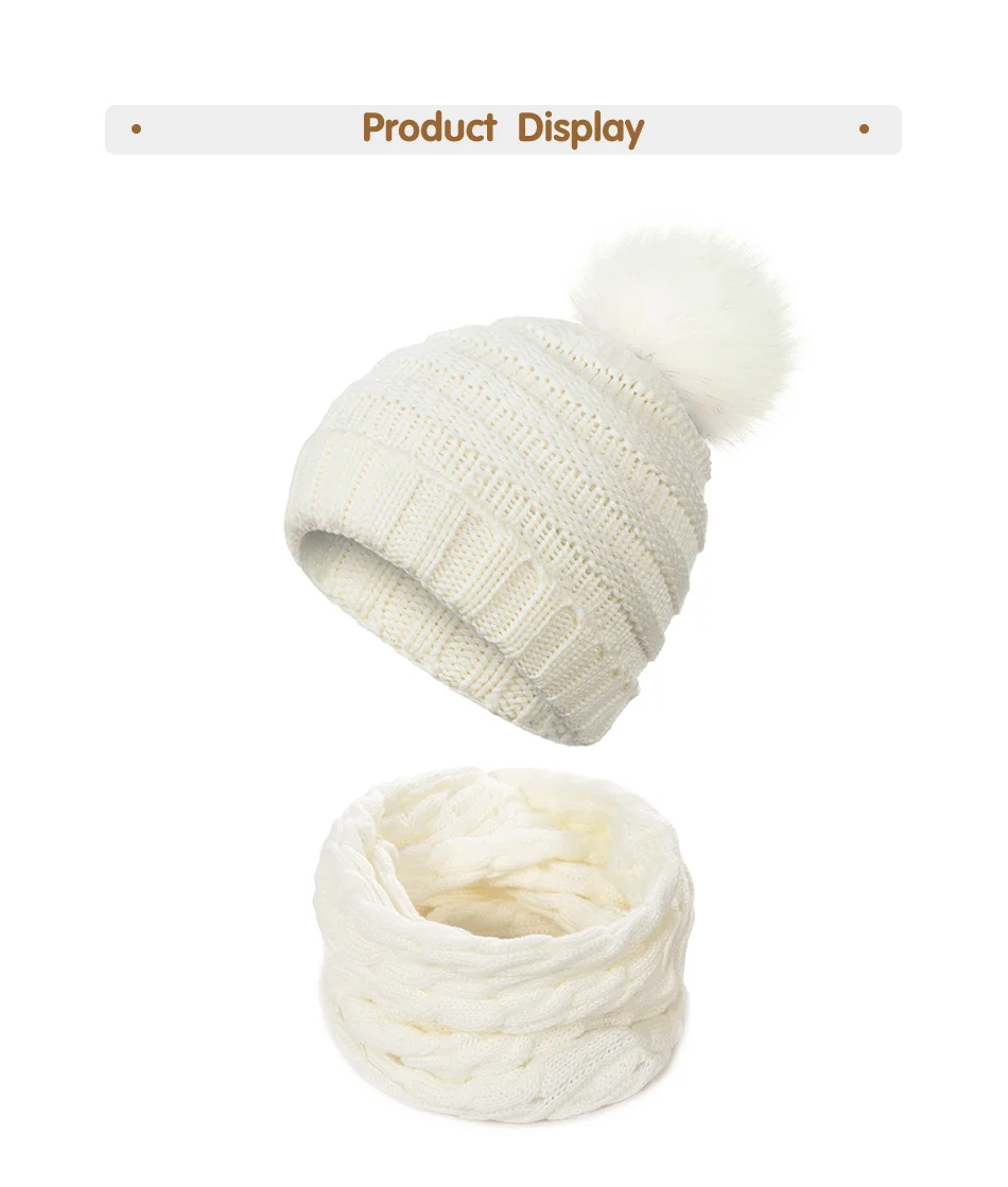 Детская зимняя шапка, шарф, комплект, шапка с помпонами, шапочки для маленьких девочек, теплый набор из шапки и шарфа