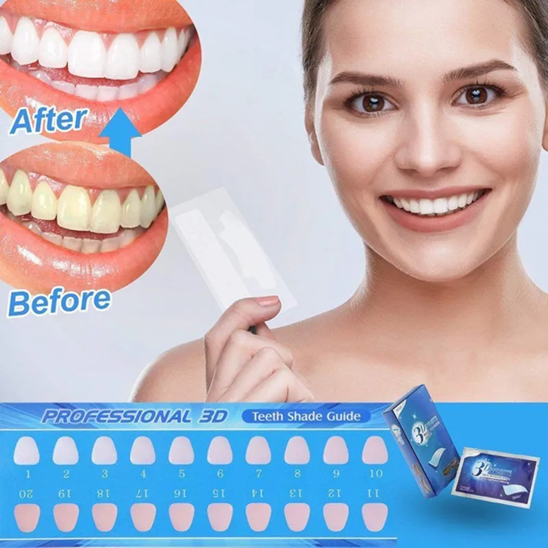 14 шт./7 пар 3D белый гель Отбеливание зубов полоски гигиена полости рта двойные эластичные полоски для зубов Отбеливание инструменты