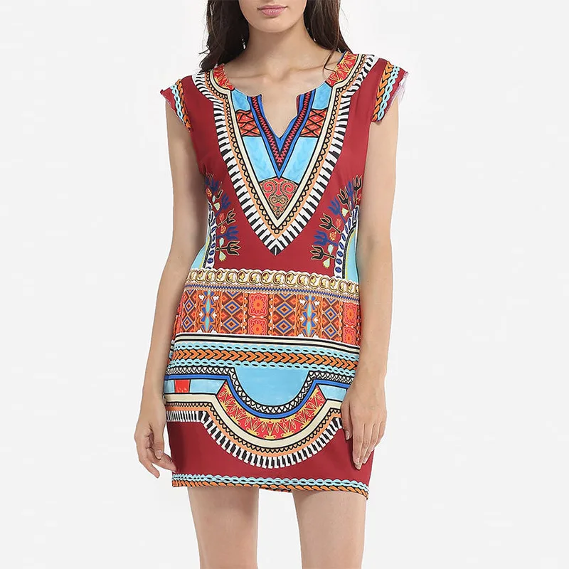 2018 Fashion Bohemia Dresses for Women Summer Dresses One Step Skirt African National wind Print Dress Dashiki skirt Clothes