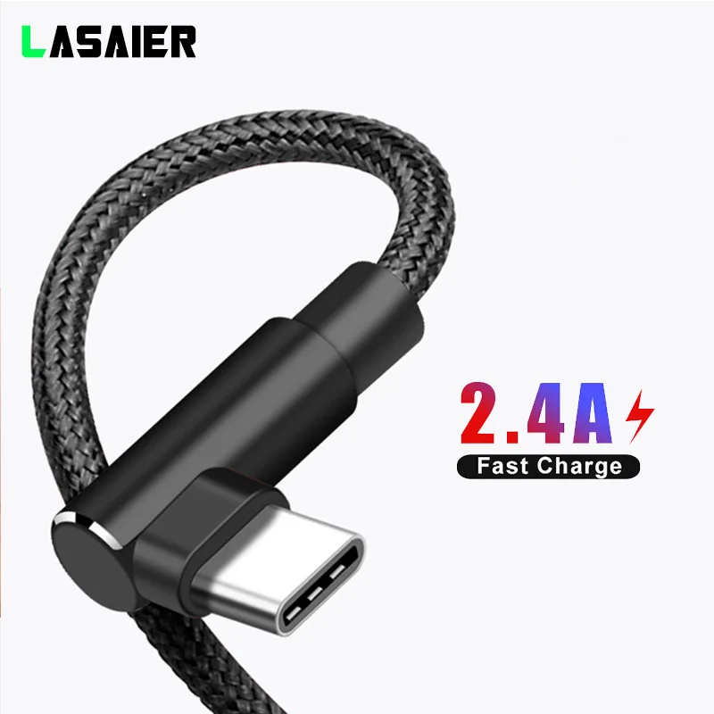 90 градусов локоть USB Type C кабель нейлоновая оплетка 1 м/2 м/3 м Быстрая зарядка