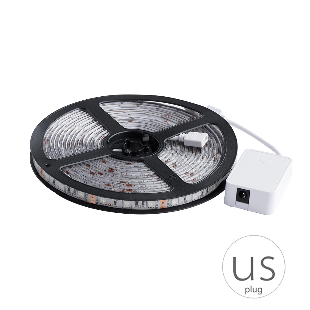 

Hot Wireless Control Smart Dimmable 5M 2A 60W 12V RGB LED Strip Waterproof LED Tape Light for Alexa Android IOS