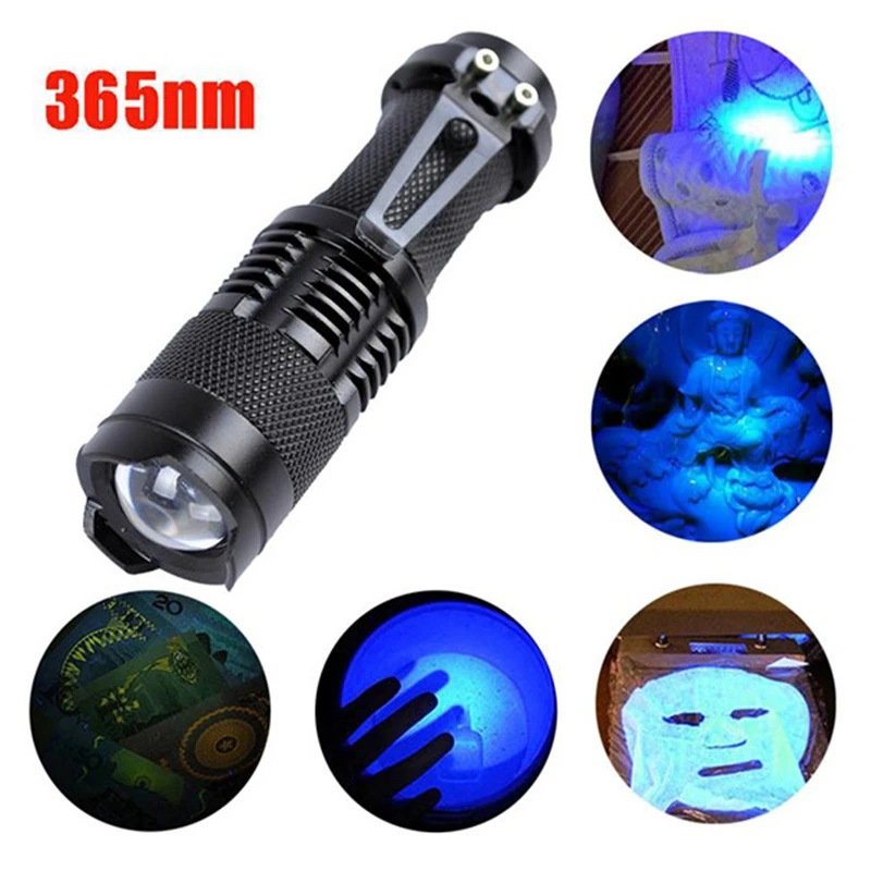 

365nm LED UV Flashlight Torch Zoomable Led UV Flashlight Torch Light 365nm Ultra Violet Blacklight AA Battery Zoom focus