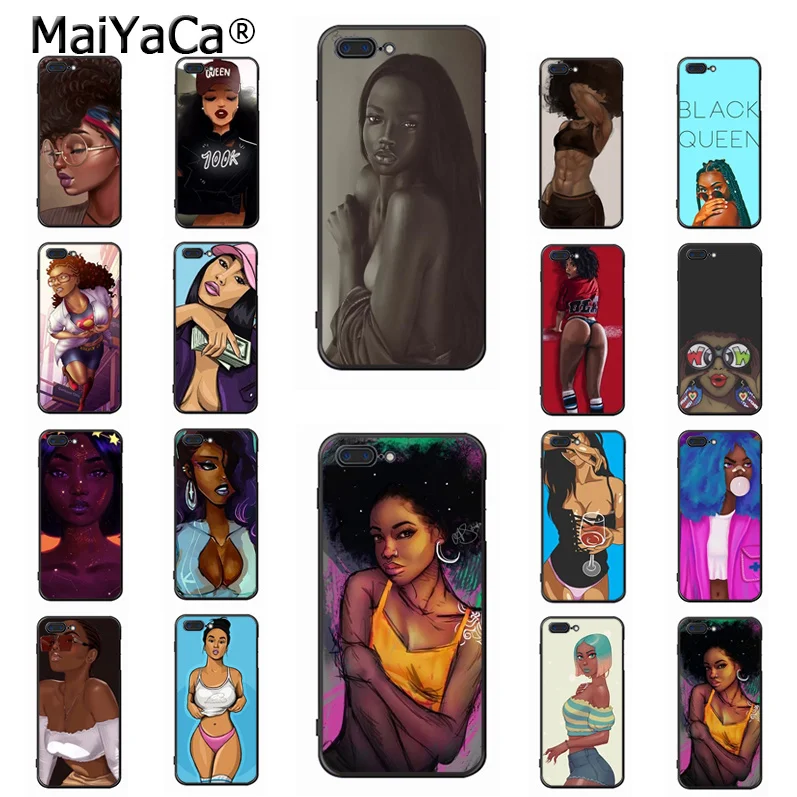 

MaiYaCa Black Girl Cartoon Coque Shell Phone Case for Apple iPhone 8 7 6 6S Plus X Xs Xr Xs max 5 5S SE 5C Cover