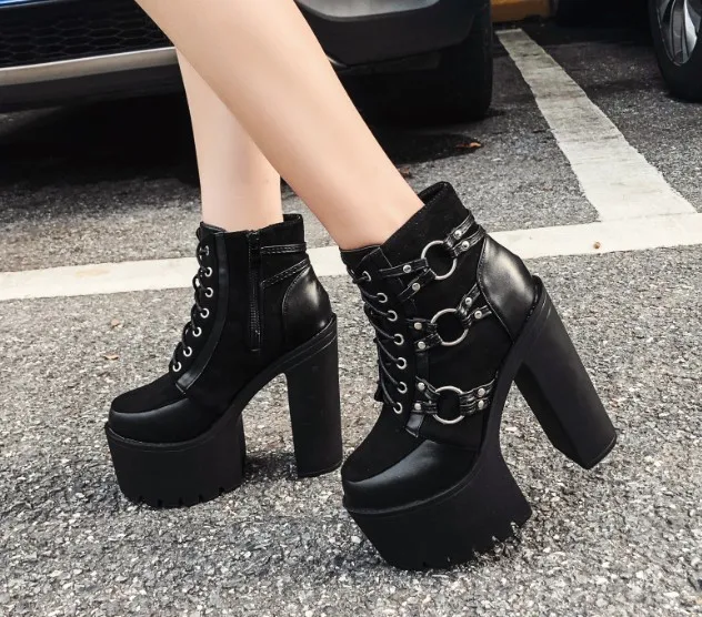 High Heel Bootie Block Chunky Heel 