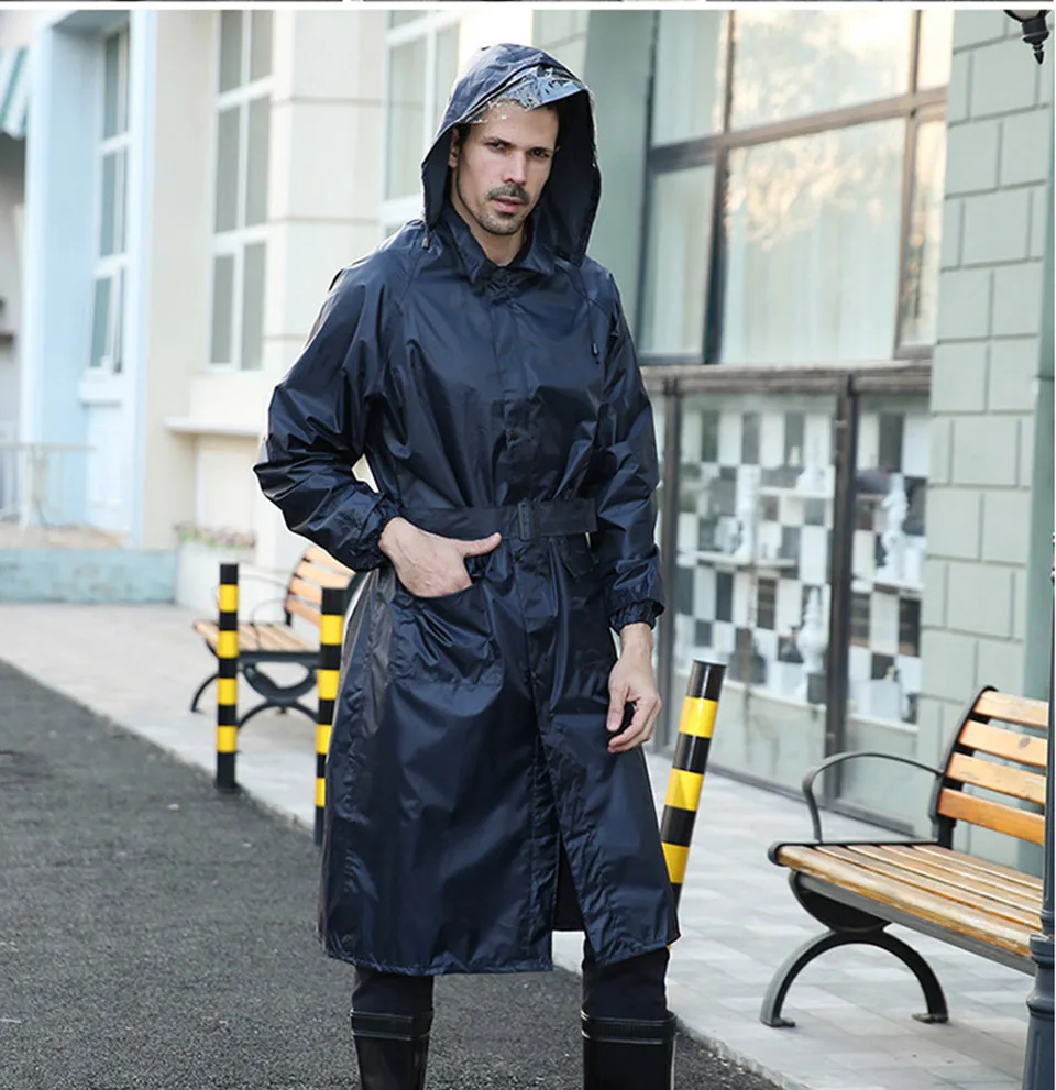 Модная женская/Мужская ветровка, соединенный костюм, водонепроницаемый дождевик для прогулок и рыбалки, дождевик, плащи, пончо - Цвет: Navy raincoat XL