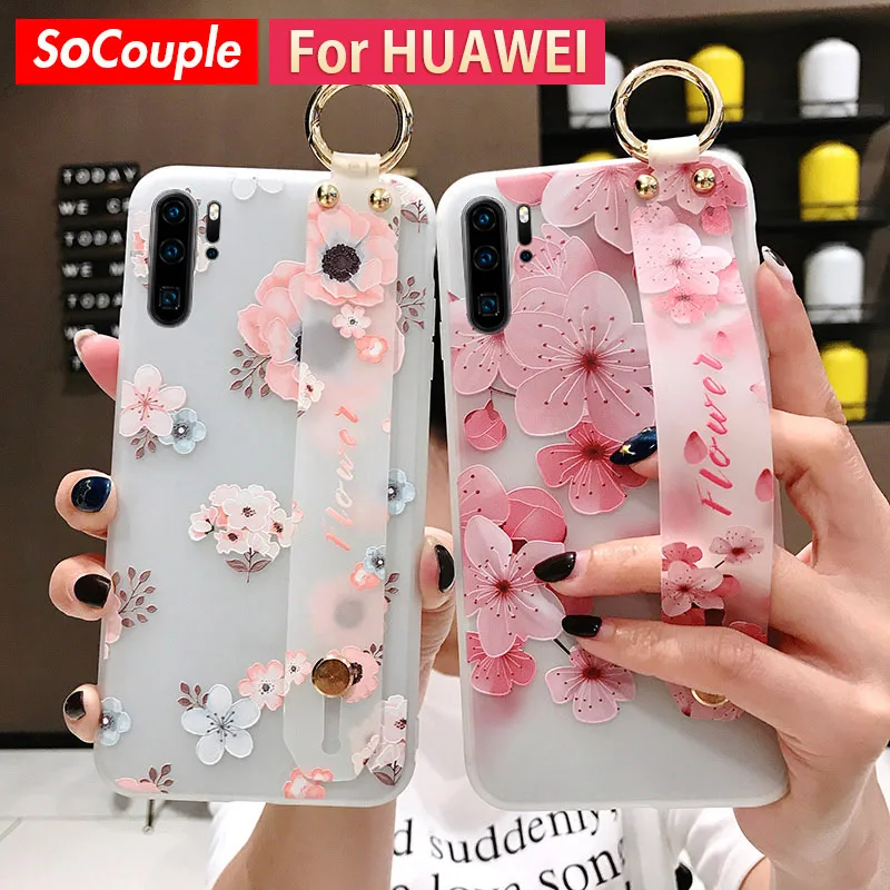 SoCouple Чехол-держатель для телефона huawei P20 P30 Pro Honor 10 20 mate 10 20 Pro 30 Lite Nova 3i 5i pro Мягкий ТПУ чехол на запястье s