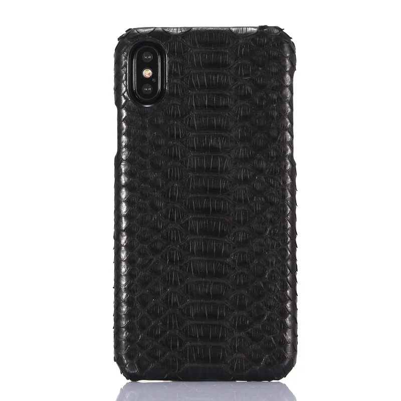 

Solque Luxury 3D Python Skin Genuine Leather Phone Cases For iPhone X XS Max Real Leather Thin Hard Snake Cover Case