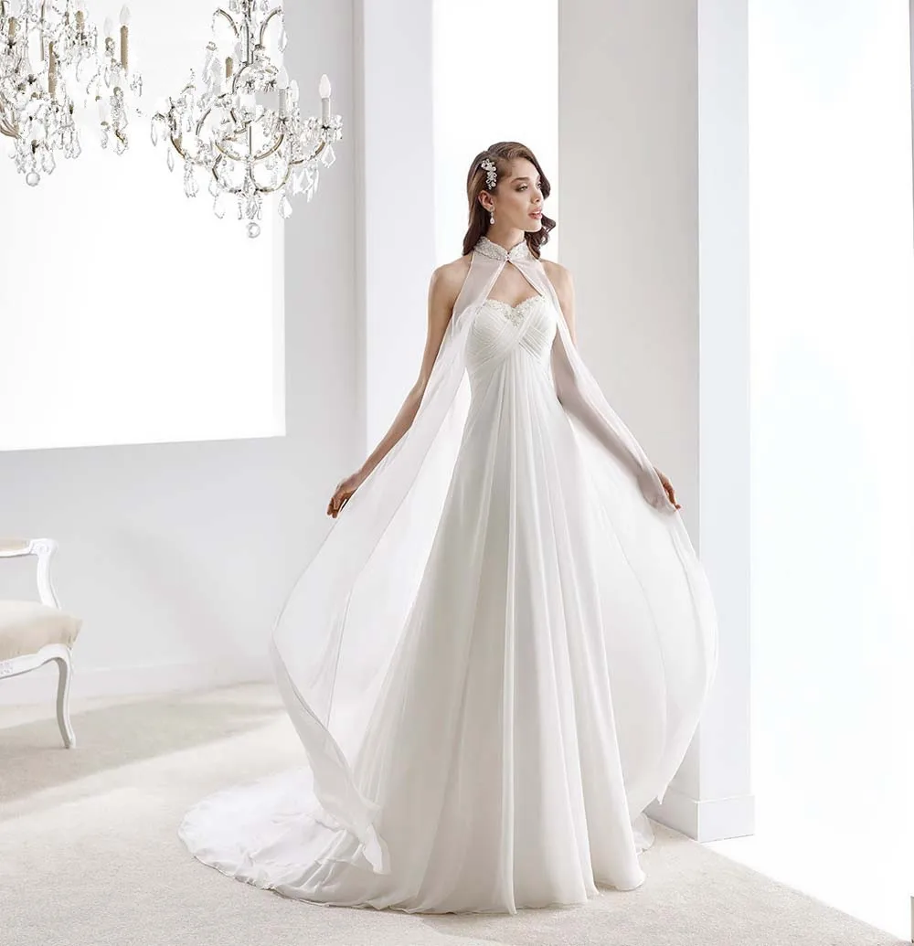 Simple Two Piece Chiffon Beach Wedding Dresses Turkey