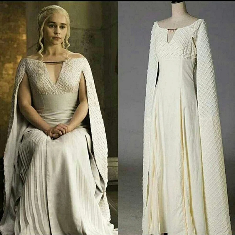 

Game of Thrones Season 5 Daenerys Targaryen Costumes Mother of Dragon Cosplay Dress Chiffon Long Halloween Party Dress for Women