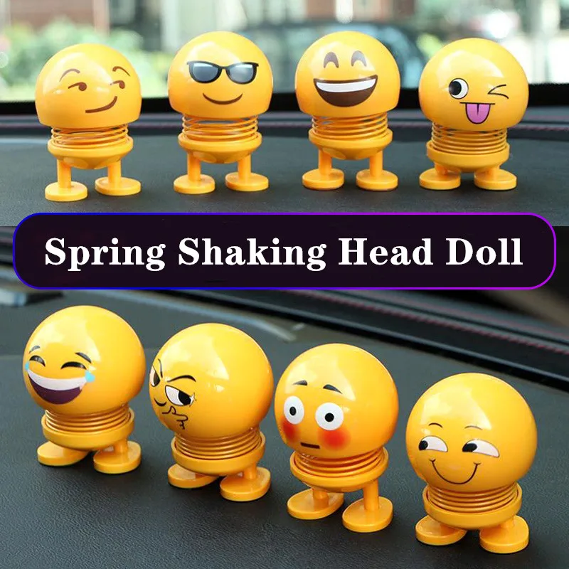 

Hot sale Explosion Shaking Head Toys Car Ornaments Dolls Cute Cartoon Funny Emoji Wobble Head Robot Lovely Tiktok hot