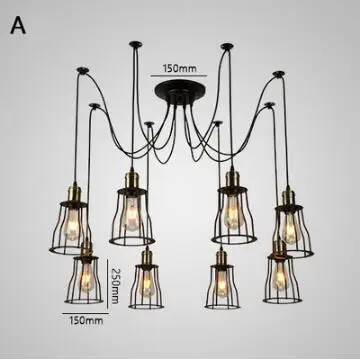 Винтажные подвесные светильники в виде паука лампа E27 промышленное освещение