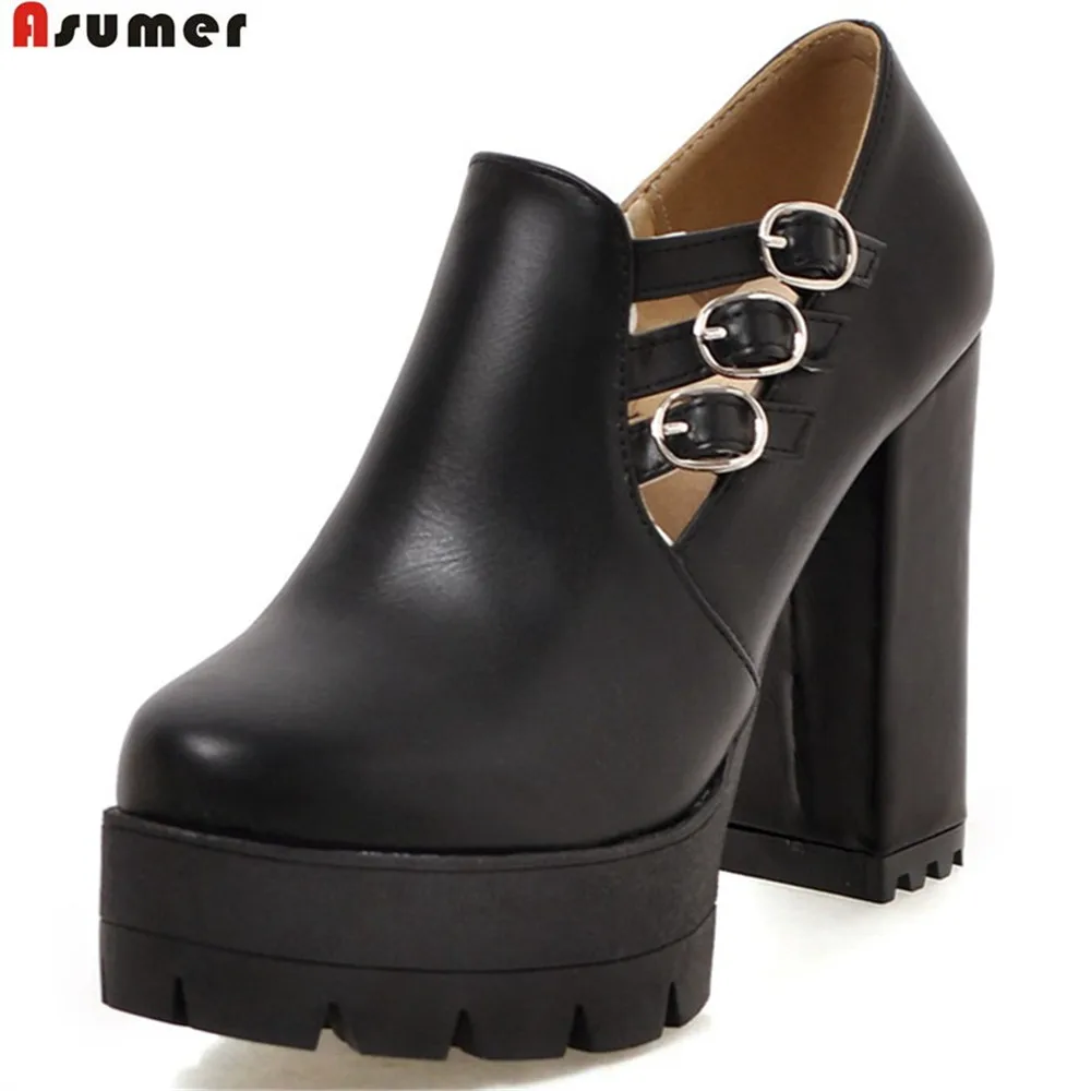 

ASUMER black pink white fashion ladies prom shoes platform super high buckle spring autumn women high heels shoes big size 34-43