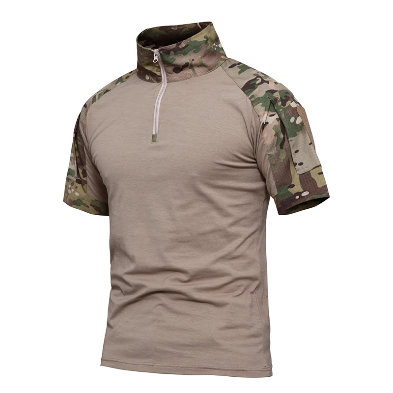 Штурмовая камуфляжная тактическая Мужская рубашка поло с коротким рукавом, американская армейская Боевая футболка с лягушкой, летняя Военная футболка с мультикамом, 3XL 4XL