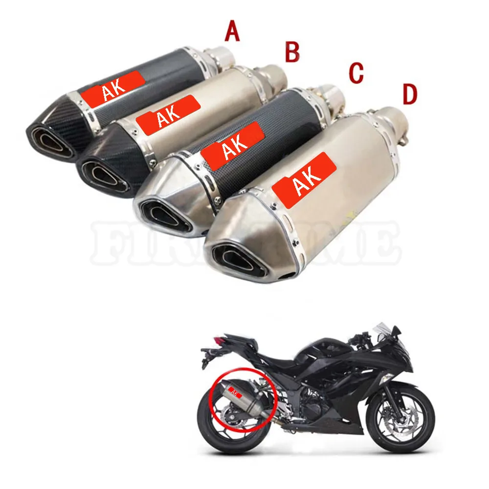 For HONDA CBR250 CBR400 CBR600 MSX125 monkey 135 Modified Motorcycle Exhaust Pipe Carbon Fiber Head Muffler 51mm