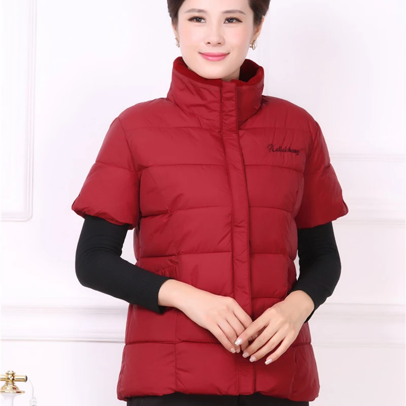 

large size Jacket Autumn Winter 2019 Waistcoat Women Down Vests middle-aged thickening Coat cardigan feminino 5XL CJ306