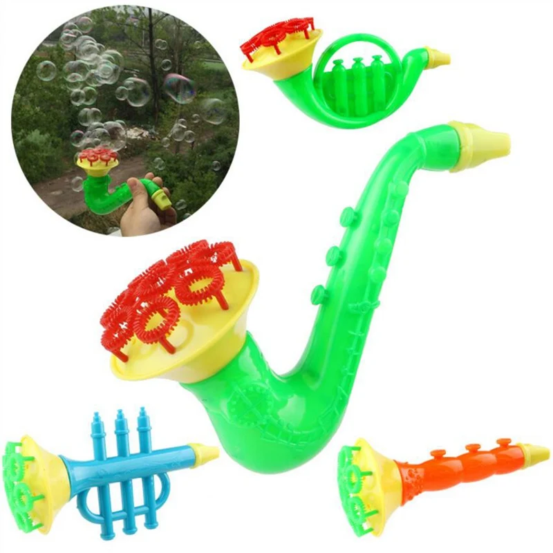 New children's toys interesting novelty horn blowing bubble gun colorful bubbles Kids birthday present Style is randomly sent