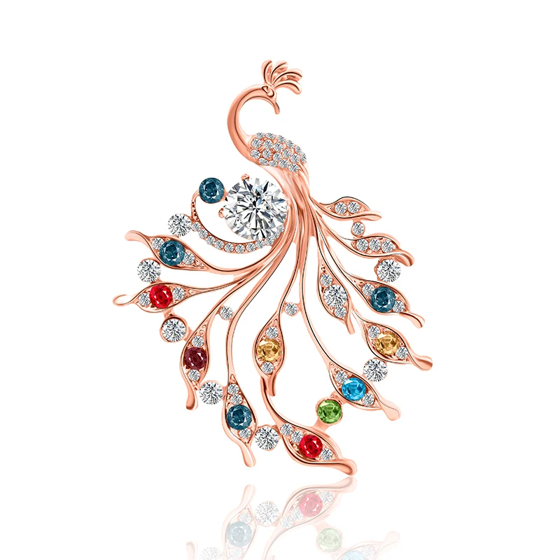 

New Alloy Trend Personality Fashion Noble Brooch Pin Peacock Red Colorful Different Noble Temperament Dress Accessories