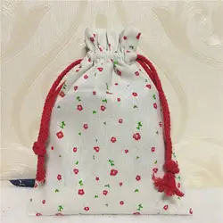 Yile 1 шт. хлопок, лен drawstring сумка многоцелевой Организатор мини красный цветок вечере 8123a