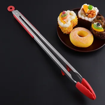 

large Size Stainless Steel BBQ Tongs Kitchen Salad Fruits Tong Cooking Food Tongs Grill Clip Clamp Serving Utensil Barbecue Tool