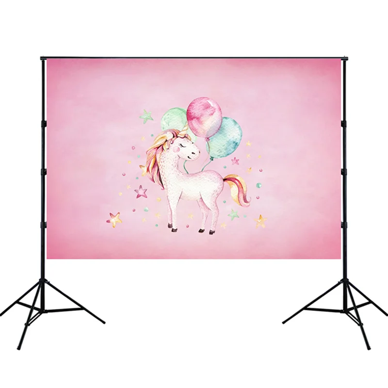 unicorn birthday party backdrop pink dessert table decoration baby shower background photo studio props digital printing w-421