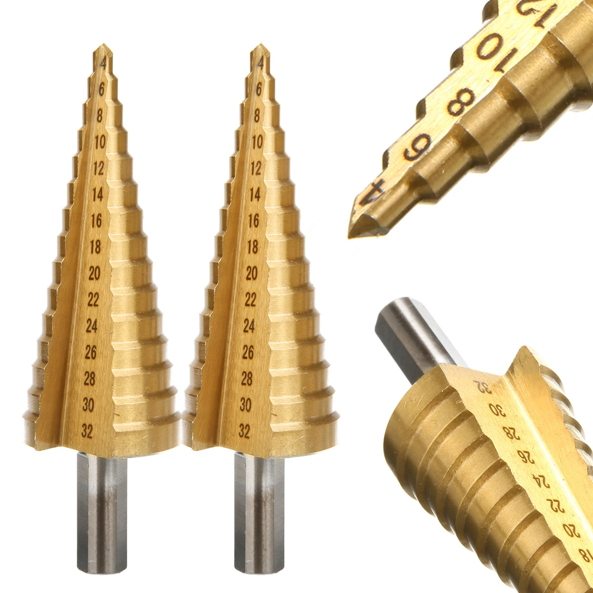 

1Pc HSS Titanium Step 4-32mm Drill Peeling Drill Countersink Conical Drill Titanium steel For Metal Wood And Plastic