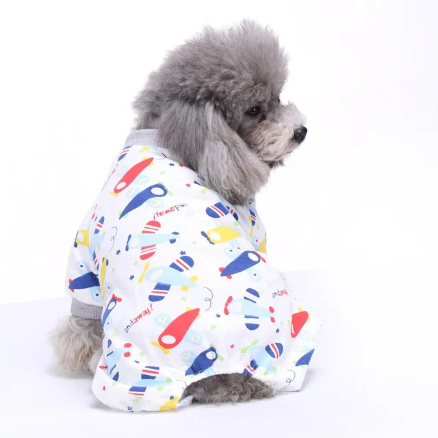 Pet Dog sleeping Clothes Winter Warm Jumpsuit Nightgown Cotton Pyjamas ...