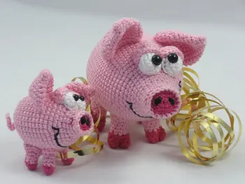 

Amigurumi CrochetHamilton and Schnitzel the Piglets toy doll rattle