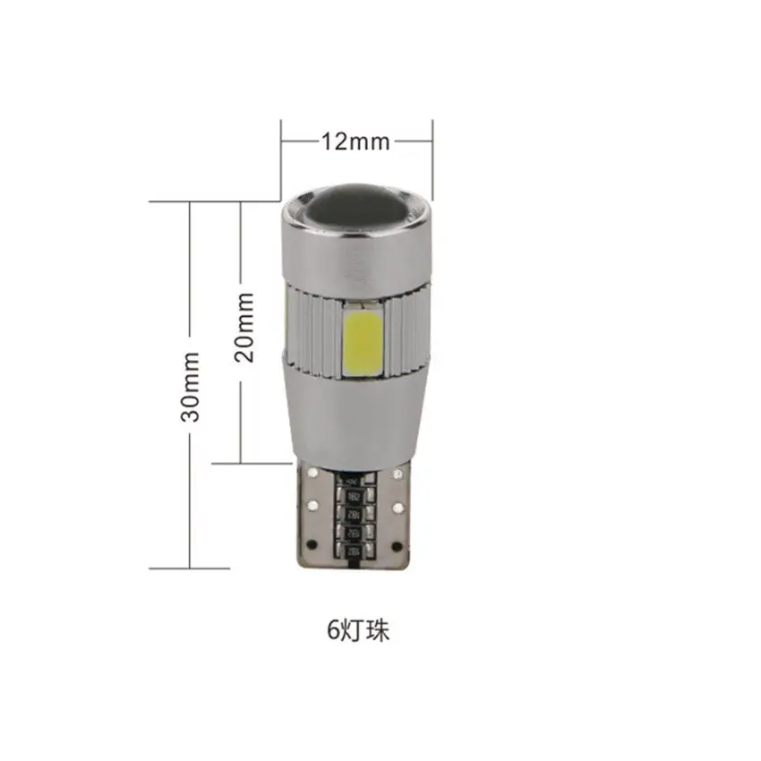 2 Pcs T10 5630 LED Car Bulbs 6 SMD HID Car Side Wedge Light License Plate Light Ceiling Lamp For Mercedes BMW Audi Porsche