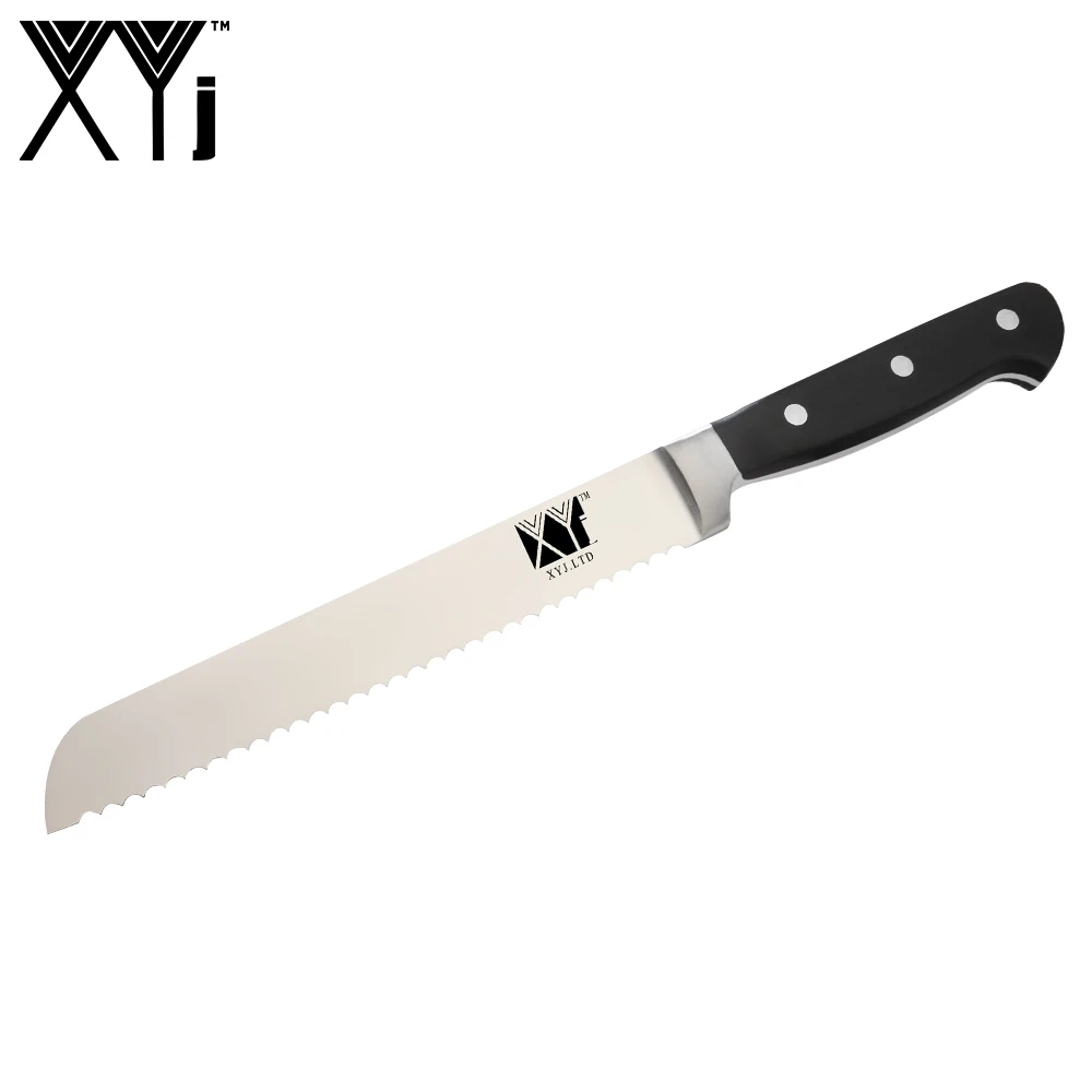 

XYj Stainless Steel Bread Knife 8 inch High Carbon Sharp Thin Blade ABS Black Handle Kitchen Knife Cheese Cooking Accessories