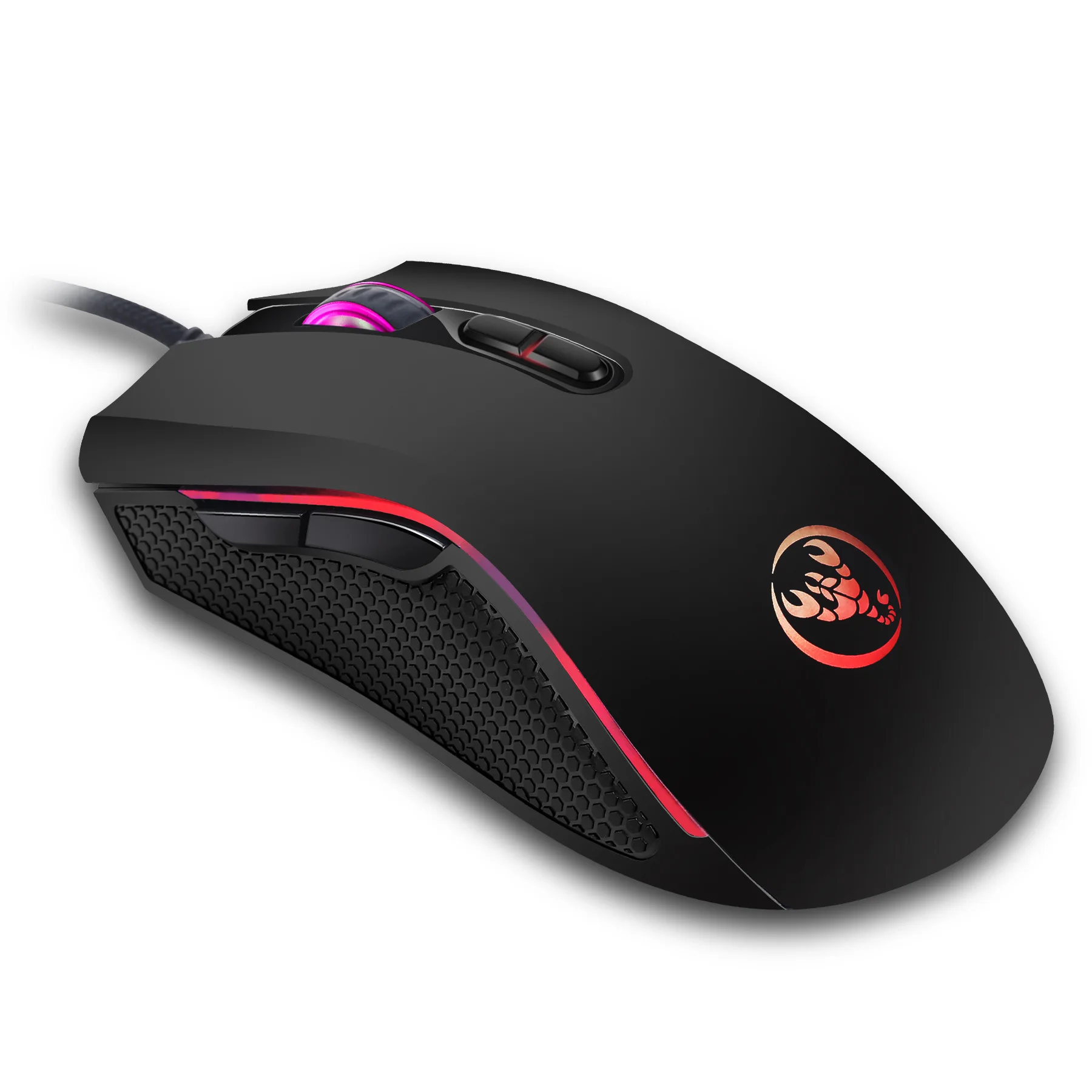 Hongsund-Ratón óptico profesional para videojuegos de alta gama, mouse con 7 colores brillantes retroiluminado con led y diseño ergonómico para LOL CS