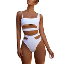 女性プッシュアップパッド入りブラジャー女性のセクシーな中空セクシーな背中ツーピースセット水着ビキニ水着(China)