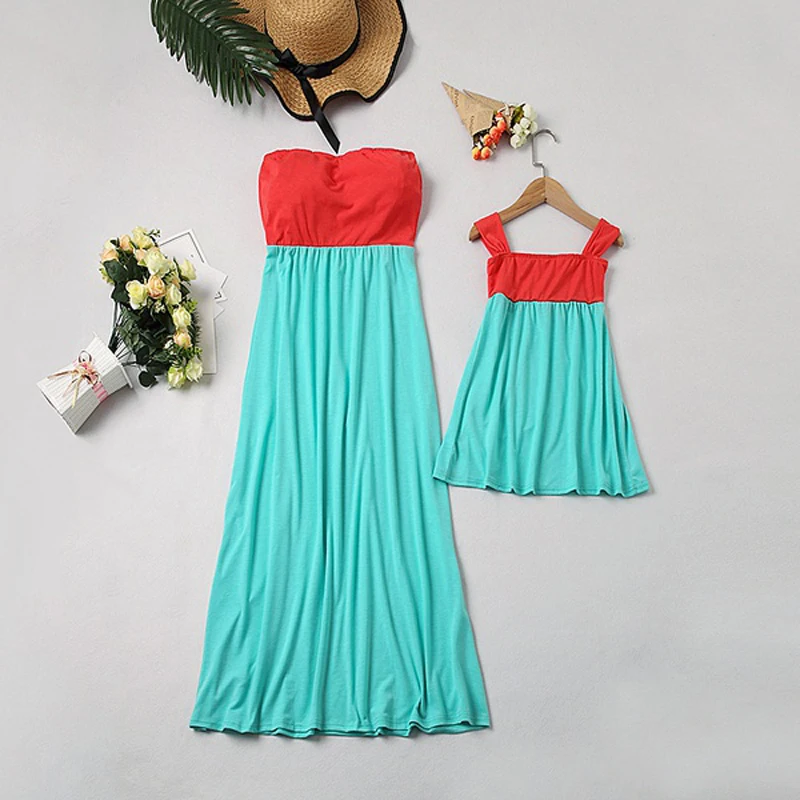 

patchwork mother daughter tube dress mommy and me clothes family look mom and daughter dresses mum baby girls matching outfits