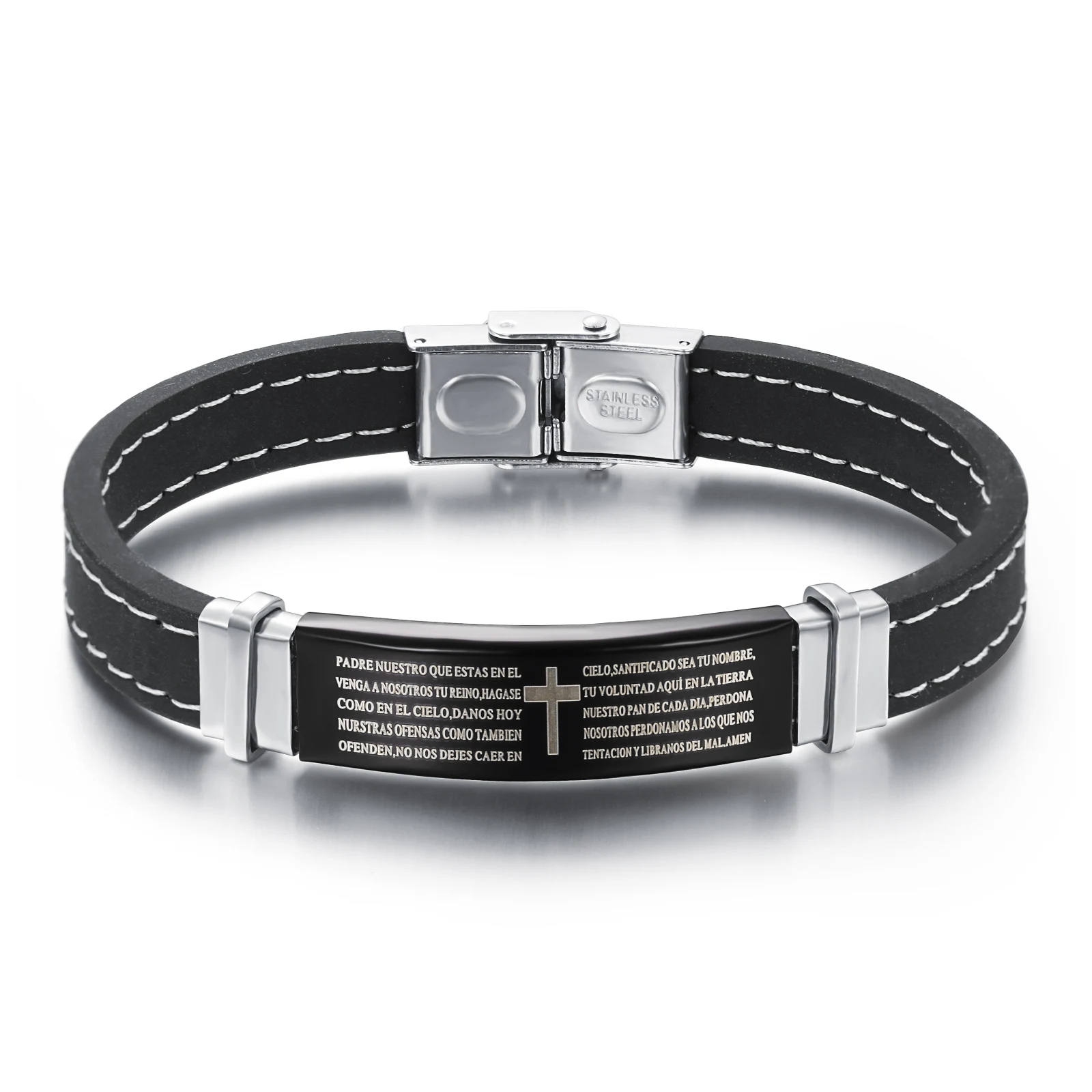 Fashion Stainless steel viking bracelet For Men Boy Cross Black Silicone Bracelets Trend Gift jewelry cuff bangle Fine quality | Украшения