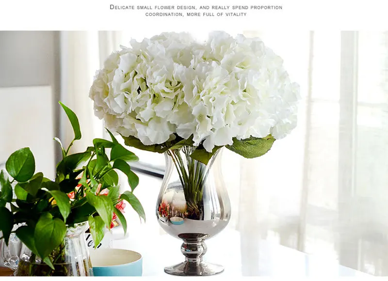5 головок искусственный цветок Тит Гортензия Шелковый букет цветов для свадебного украшения дома сада украшения для вечеринки, дня рождения