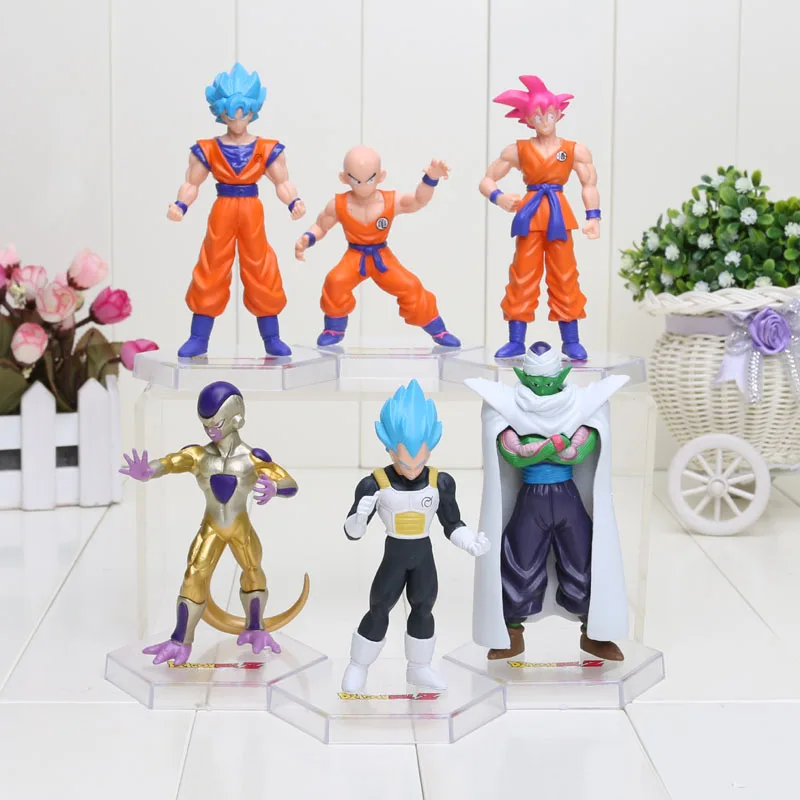 

New Dragon Ball Z Super Saiyan Frieza Kulilin Vegeta Son Goku Piccolo PVC Action Figures Toys 10CM 6pcs/Set
