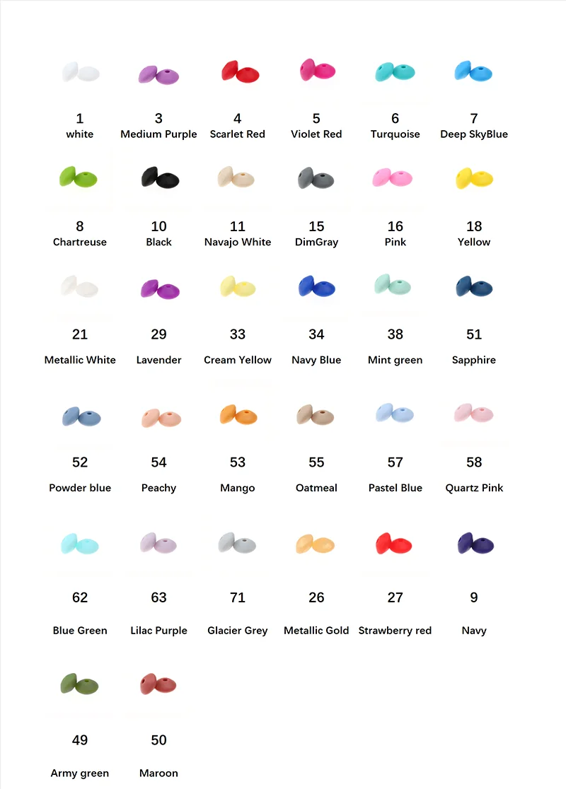 300pcs 주판 12*7mm 평면 렌즈 콩 실리콘 Teether 비즈 맞춤형 젖꼭지 체인 Bpa 무료 실리콘 젖니 목걸이