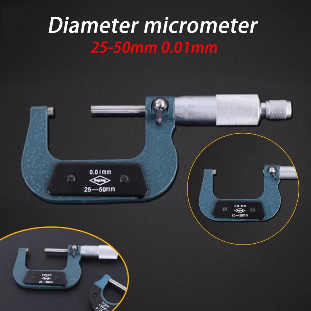Mayitr Outside Micrometer 25 50mm/0.01mm Micrometer Gauge Metric