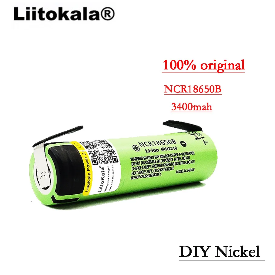 

2017 liitokala 18650 3400 Battery 3400mAh 3.7V NCR18650B Rechargeable Li-ion Battery for Flashlight for +DIY nickel