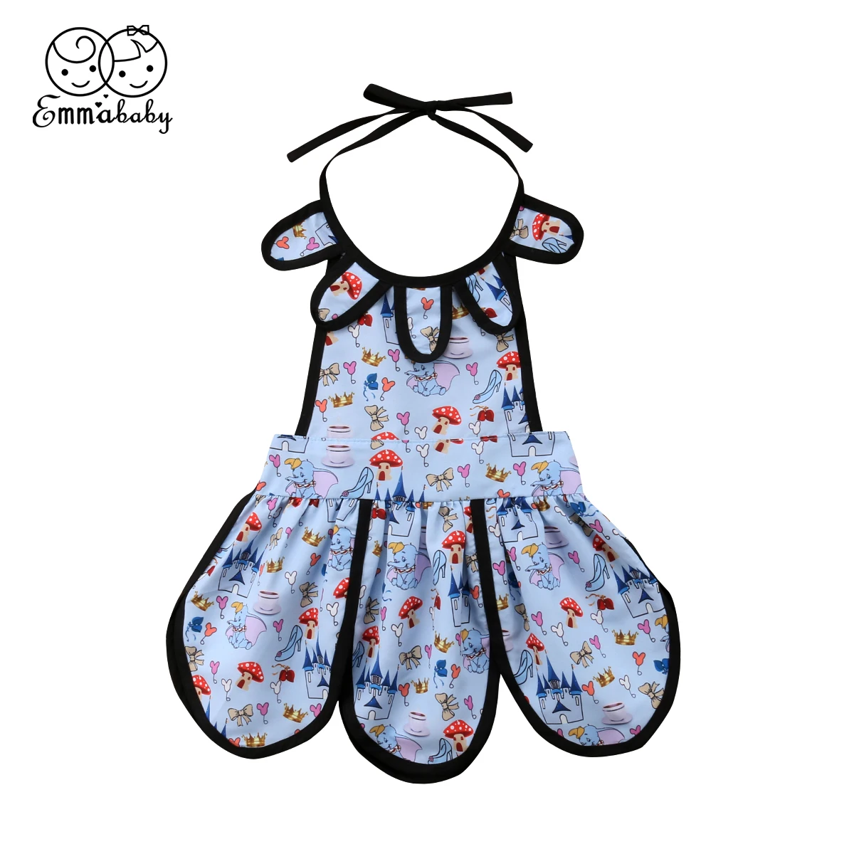

Newborn Kids Baby Girls Sleeveless Cartoon Floral Party Pageant Dress Sundress
