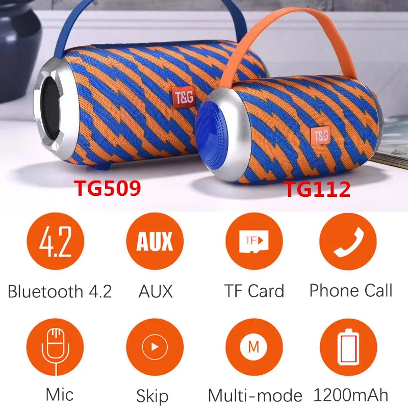 

Portable Speakers with FM Radio Wireless Bluetooth Speaker Waterproof Outdoor TV Music Column TF Loud Speaker for Laptop TG112