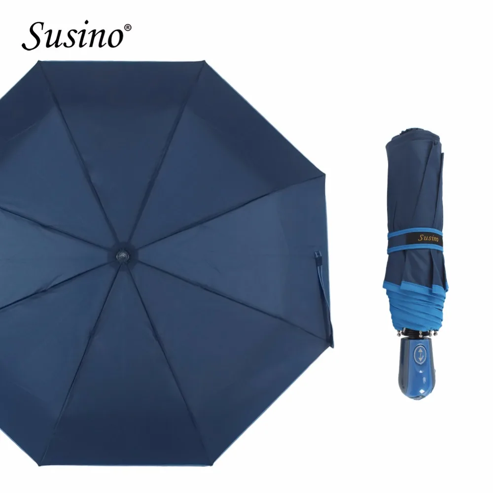 

Susino Windproof Umbrellas Fully-automatic Open Sturty Metal Pongee Compact Durability Three-folding Umbrella 3509