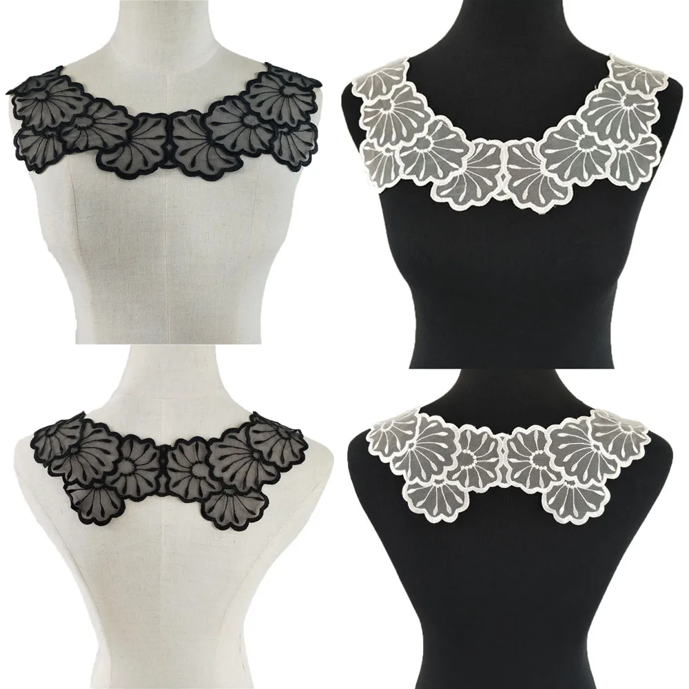 White/Black Lace Fabric embroidered Lace Neckline Sewing craft Lace