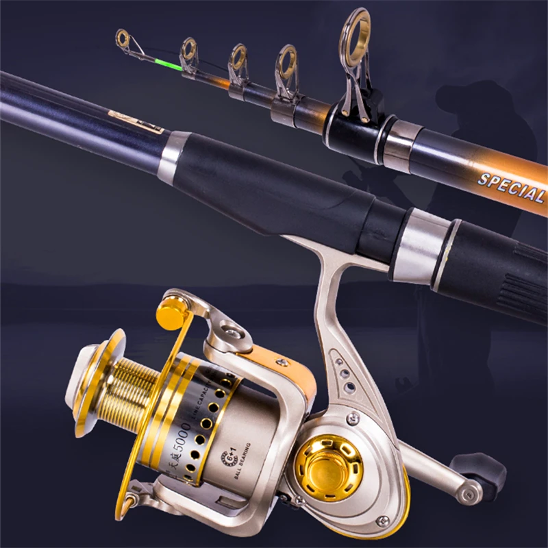 الكربون الألياف تلسكوبي الغزل الصيد قضيب بكرة كومبو كيت 61 cm قصيرة البحر قضبان السفر خفيفة الوزن ميناء الأسود الصيد بولو قضيب