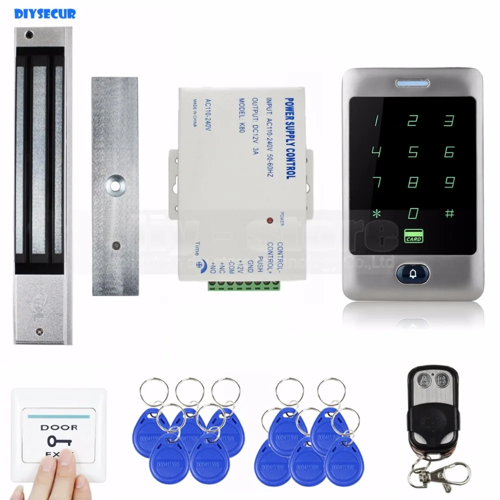 Diysecur 125 кГц RFID считыватель Пароль Клавиатура + Магнитный замок + Дистанционное управление двери Управление доступом безопасности Системы