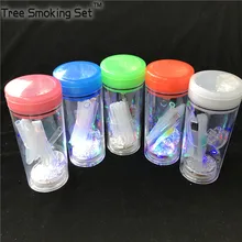 1 шт. модная пластиковая бутылка мини маленький кальян со светодиодный светильник и силиконовым шлангом кальян для курения 5 цветов Мини Кальян для воды