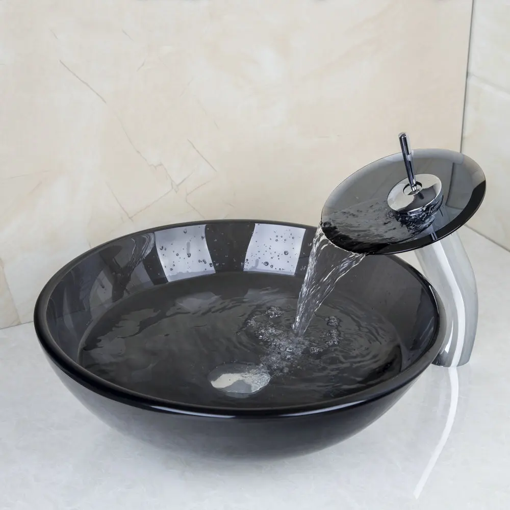 Popular Modern Vessel Sinksbuy Cheap Modern Vessel Sinks Lots - Bathroom Modern Tansparent Artistic Tempered Glass Vessel Sink Faucet Popup Drain Combo Set( popular modern vessel sinksbuy cheap modern vessel sinks lots - bathroom modern tansparent artistic tempered glass vessel sink faucet popup drain combo set(