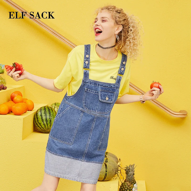 

ELF SACK 2019 New Strap Dress Woman Sleeveless Square Collar Knee-Length Women Plaid Dress Patchwork Oversized Femme Vestidos